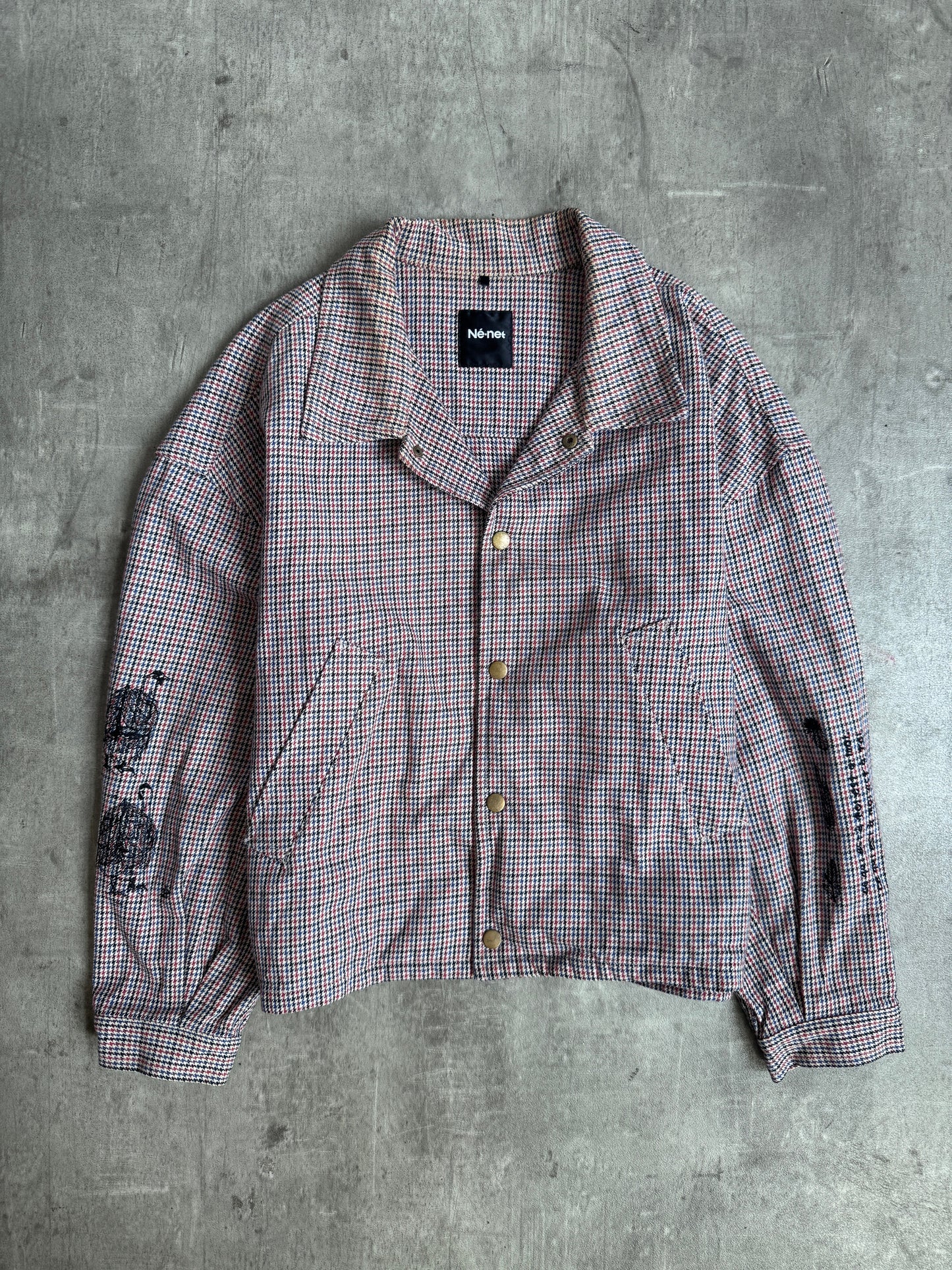 Ne-Net By Issey Miyake Houndstooth Bomber Jacket