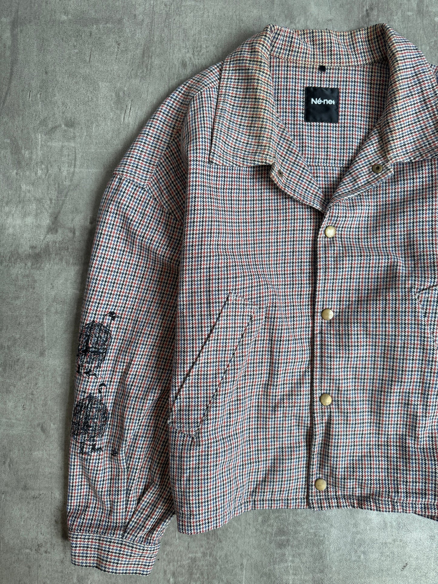 Ne-Net By Issey Miyake Houndstooth Bomber Jacket