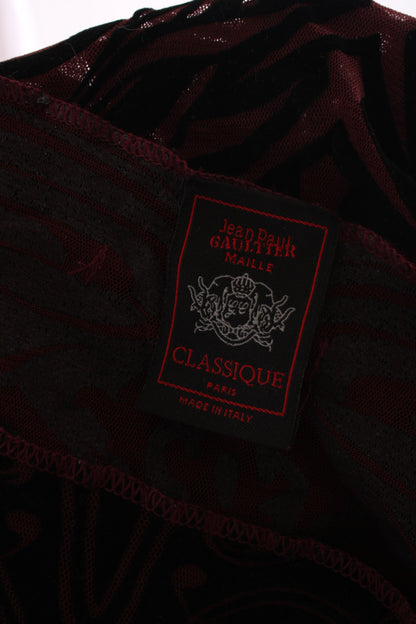 Jean Paul Gaultier Maille Classique L/S Tribal Tattoo Mesh Top Burgundy/ Black S | Small, Black