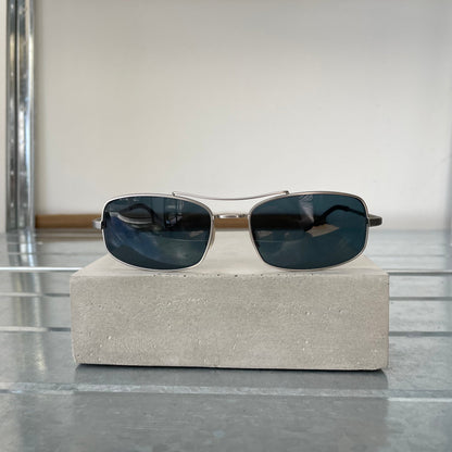 Prada Silver 00s Thin Frame Rectangle Sunglasses | O/S, Silver