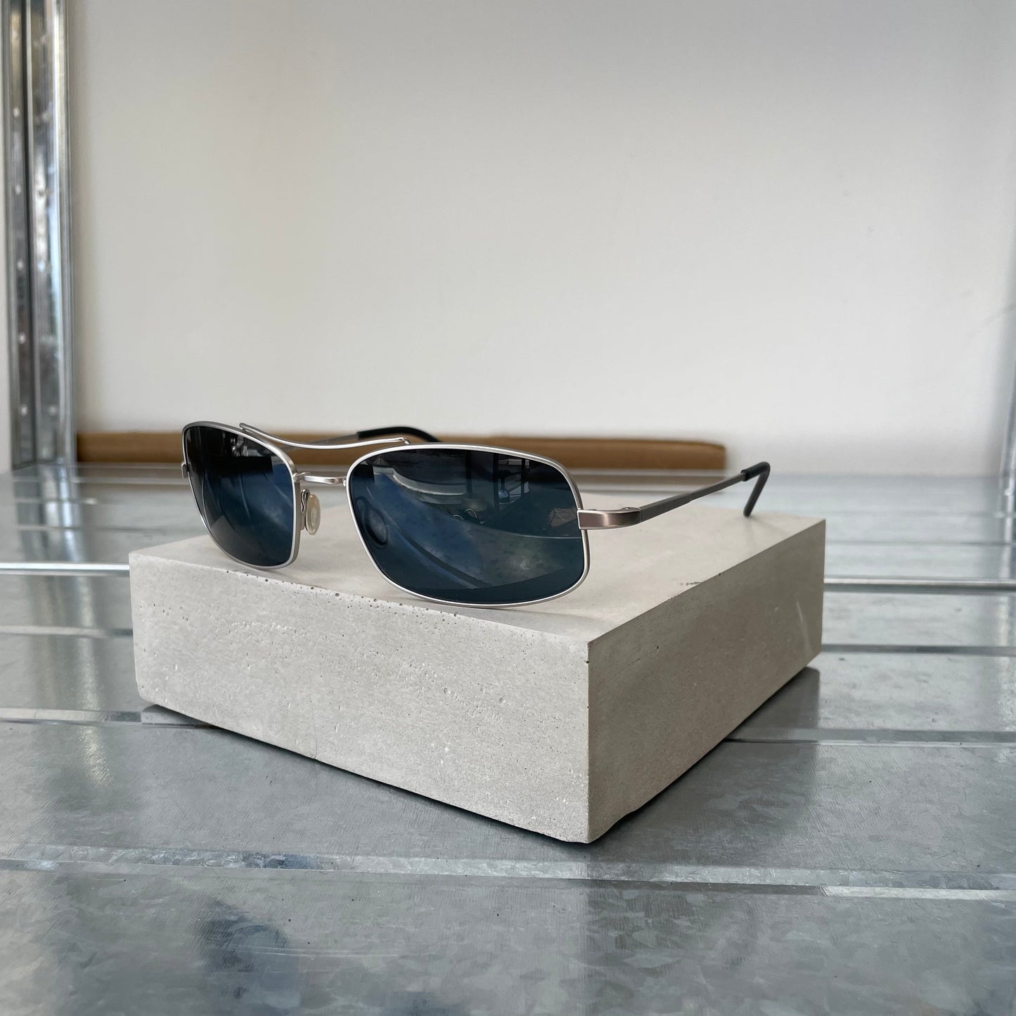 Prada Silver 00s Thin Frame Rectangle Sunglasses | O/S, Silver