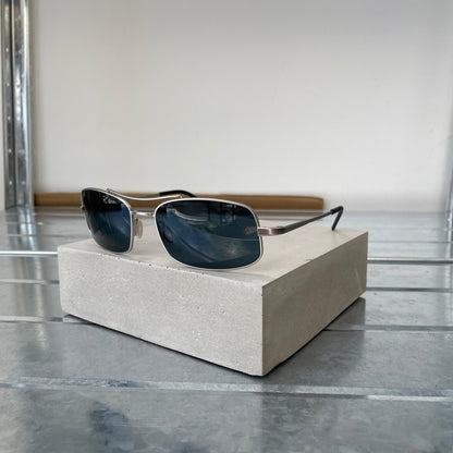 Prada Silver 00s Thin Frame Rectangle Sunglasses | O/S, Silver