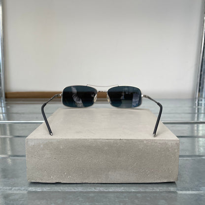 Prada Silver 00s Thin Frame Rectangle Sunglasses | O/S, Silver