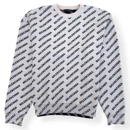 BALENCIAGA ALLOVER LOGO KNIT JUMPER WHITE / BLACK XL | XL, Black