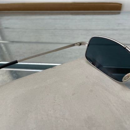 Prada Silver 00s Thin Frame Rectangle Sunglasses | O/S, Silver