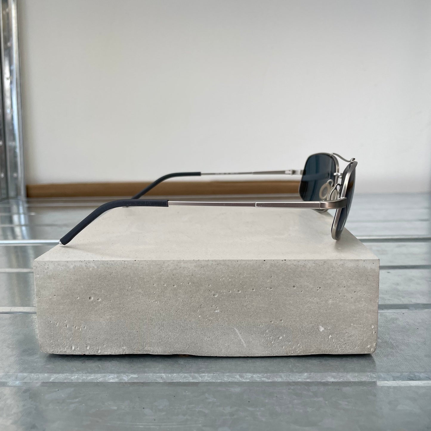 Prada Silver 00s Thin Frame Rectangle Sunglasses | O/S, Silver