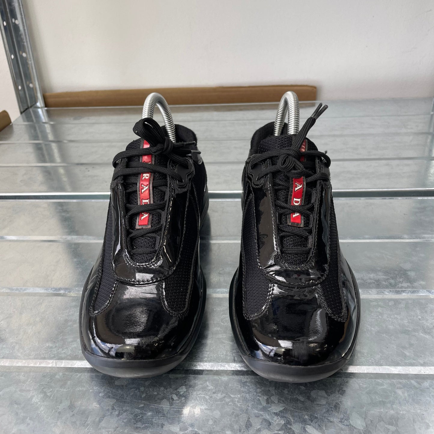 Prada Sport Black 00s Patent Leather America's Cup Trainers | SMALL, Black