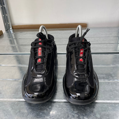Prada Sport Black 00s Patent Leather America's Cup Trainers | SMALL, Black