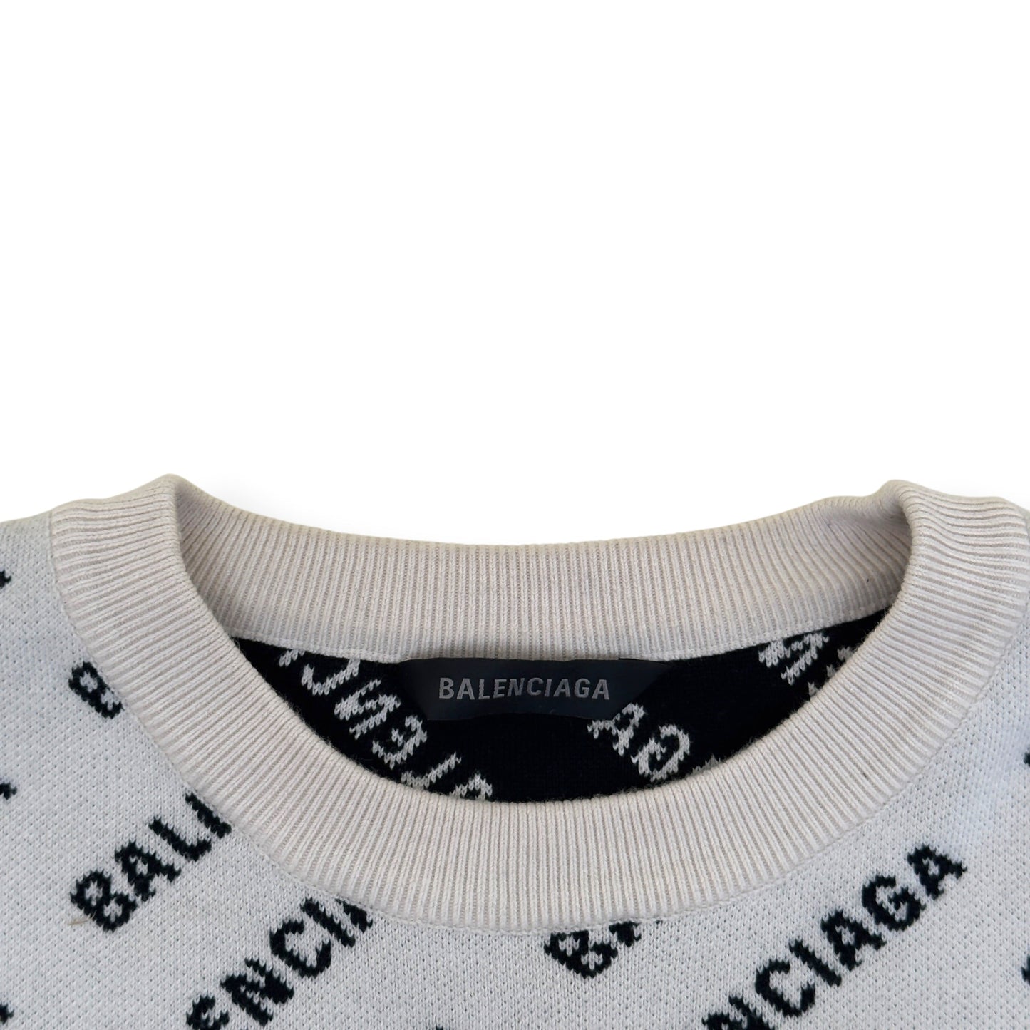 BALENCIAGA ALLOVER LOGO KNIT JUMPER WHITE / BLACK XL | XL, Black