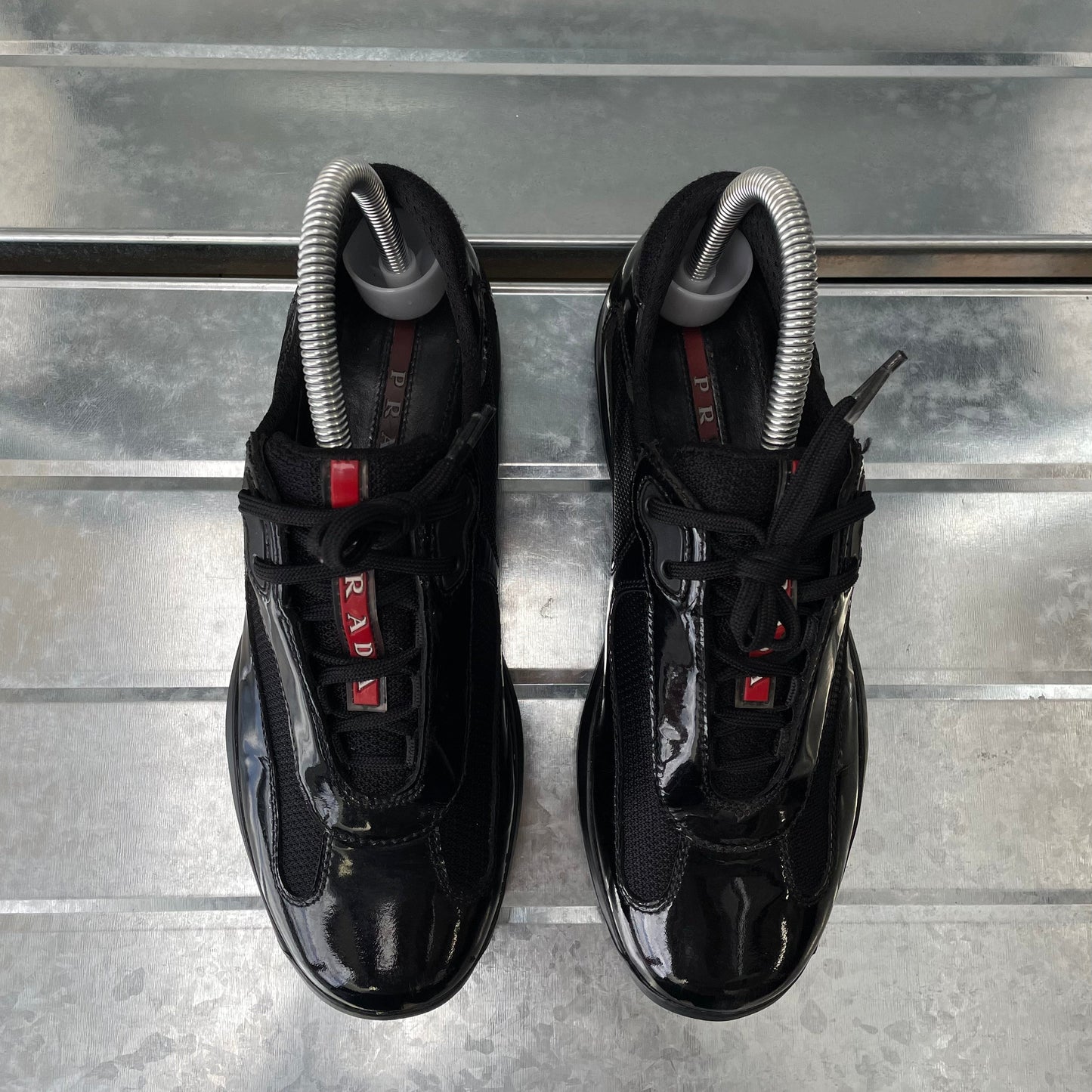 Prada Sport Black 00s Patent Leather America's Cup Trainers | SMALL, Black