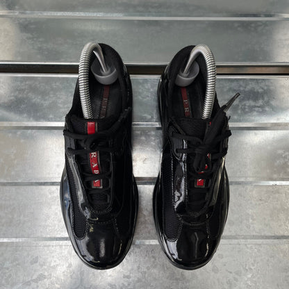 Prada Sport Black 00s Patent Leather America's Cup Trainers | SMALL, Black