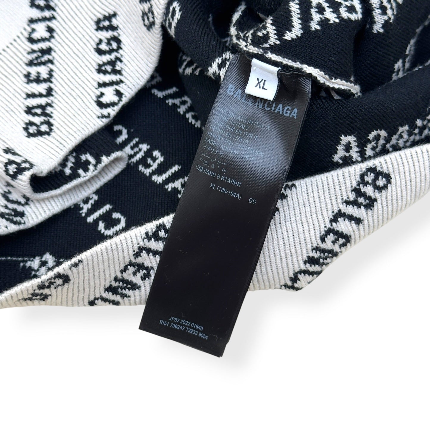 BALENCIAGA ALLOVER LOGO KNIT JUMPER WHITE / BLACK XL | XL, Black