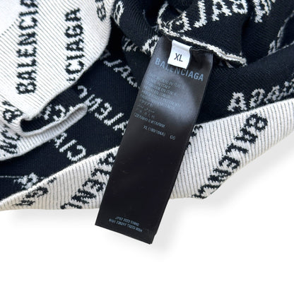 BALENCIAGA ALLOVER LOGO KNIT JUMPER WHITE / BLACK XL | XL, Black