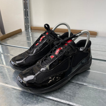Prada Sport Black 00s Patent Leather America's Cup Trainers | SMALL, Black