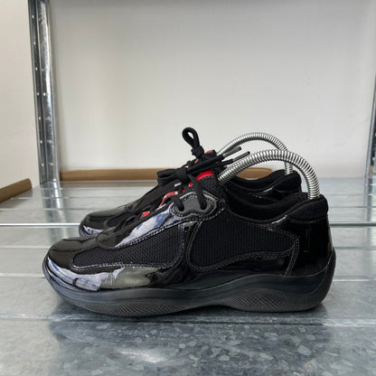 Prada Sport Black 00s Patent Leather America's Cup Trainers | SMALL, Black
