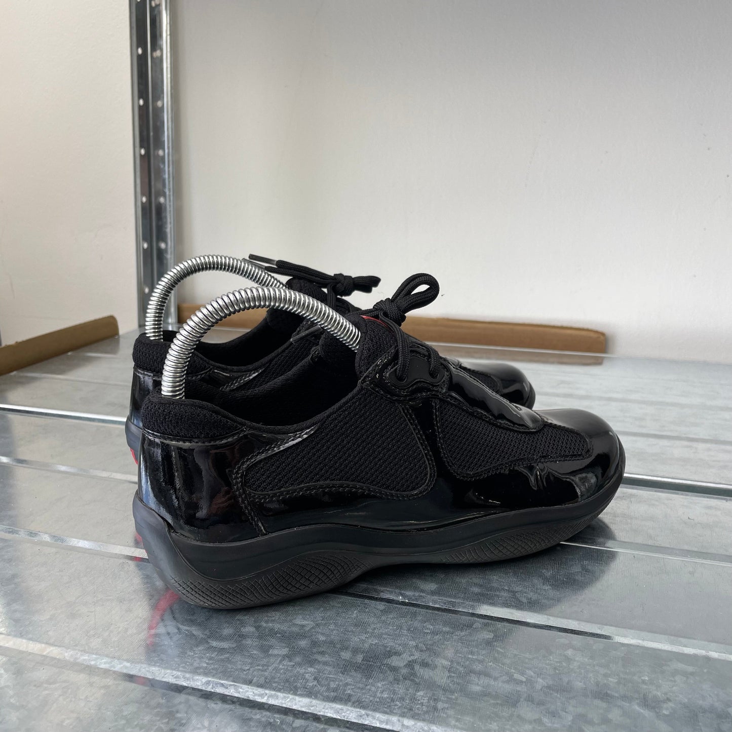 Prada Sport Black 00s Patent Leather America's Cup Trainers | SMALL, Black