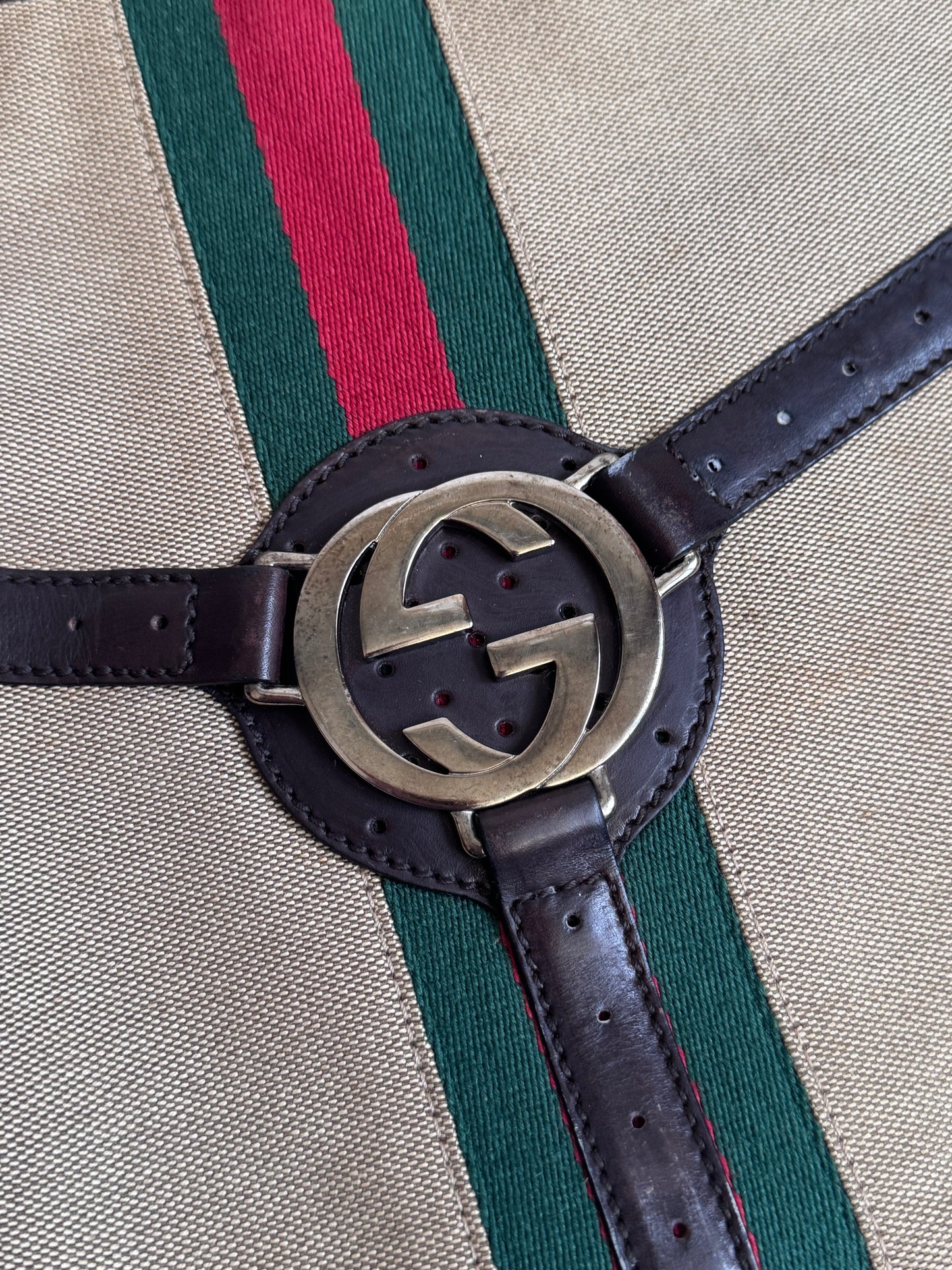 Gucci Reins Web Canvas Shoulder Bag (114879)