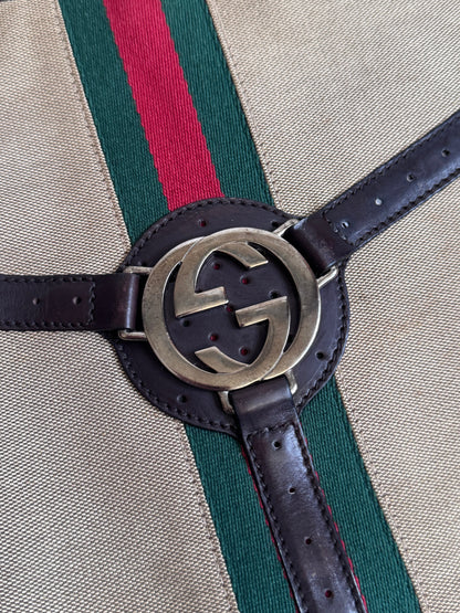 Gucci Reins Web Canvas Shoulder Bag (114879)