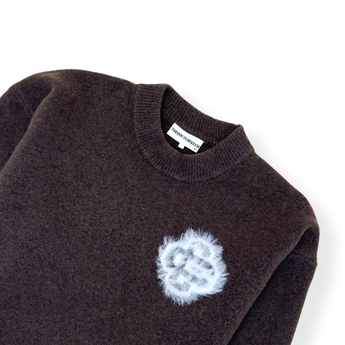 THE COUTURE CLUB FLUFFY LOGO JUMPER BROWN XL | XL, Brown