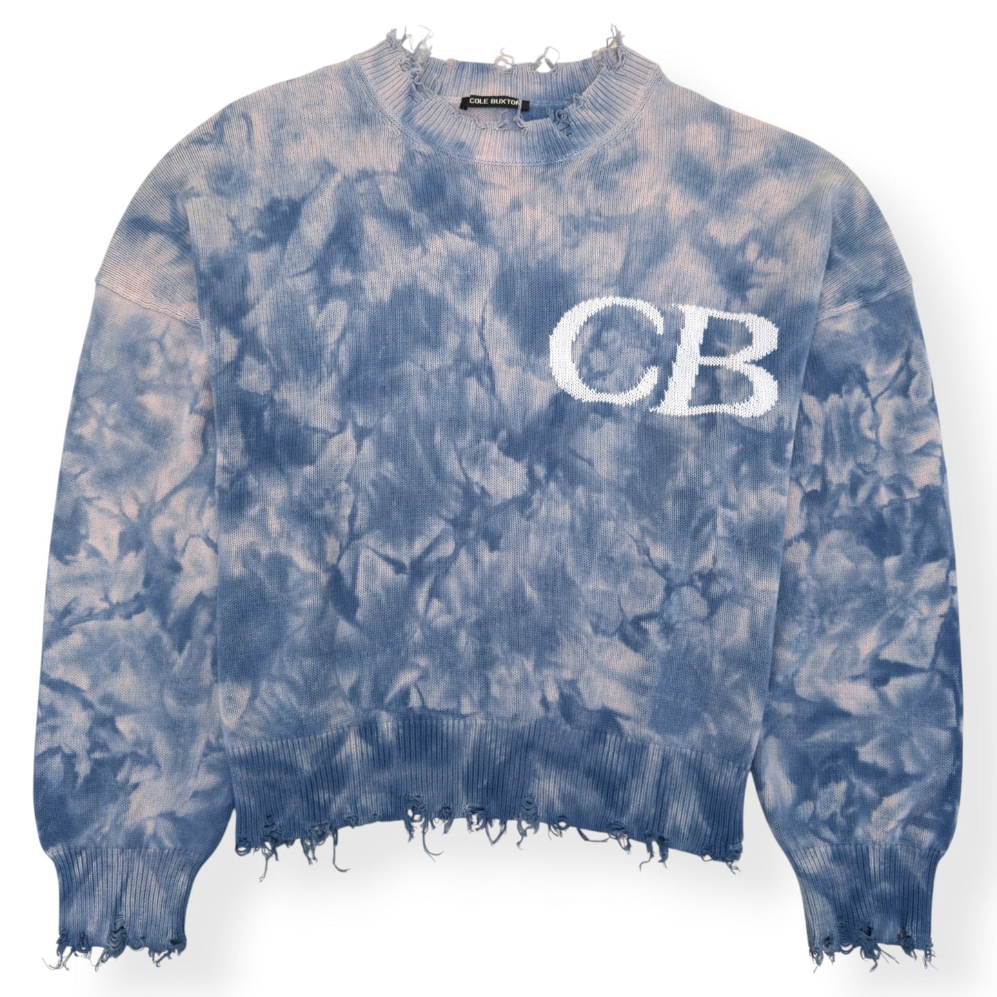 COLE BUXTON TIE DYE DISTRESSED JUMPER BLUE XL | XL, Blue