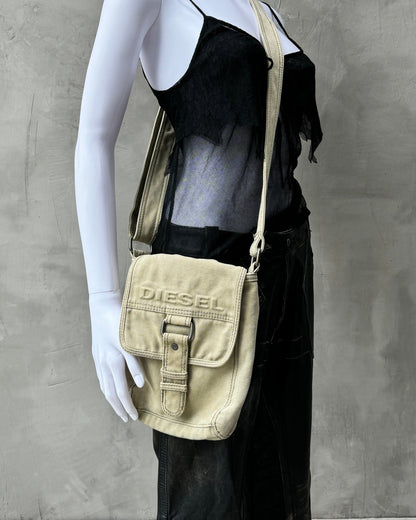 DIESEL KHAKI CANVAS CROSS BODY SIDE BAG