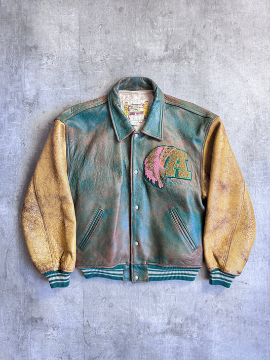 1980s Avirex Varsity 'Squamish' Patch Detail leather Bomber