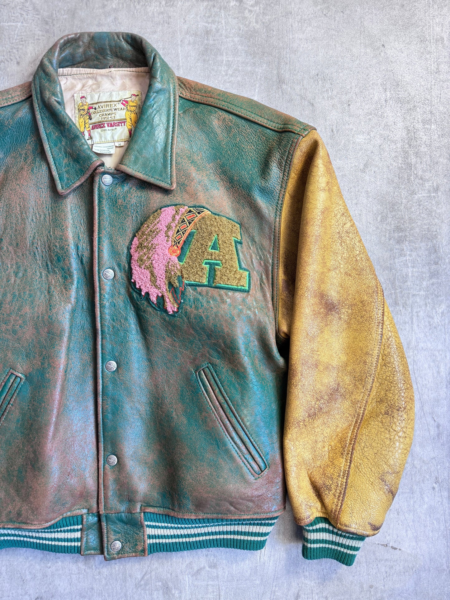 1980s Avirex Varsity 'Squamish' Patch Detail leather Bomber