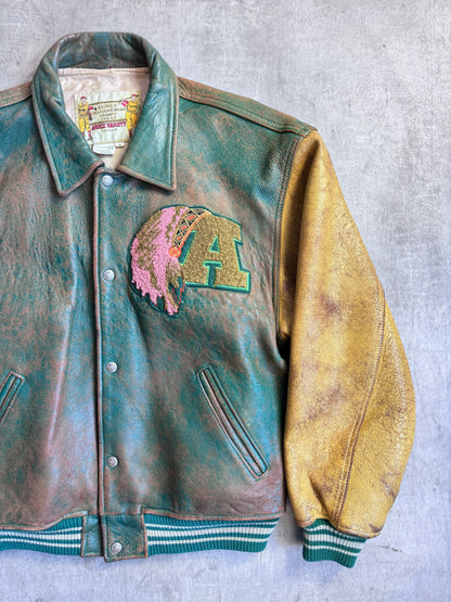 1980s Avirex Varsity 'Squamish' Patch Detail leather Bomber