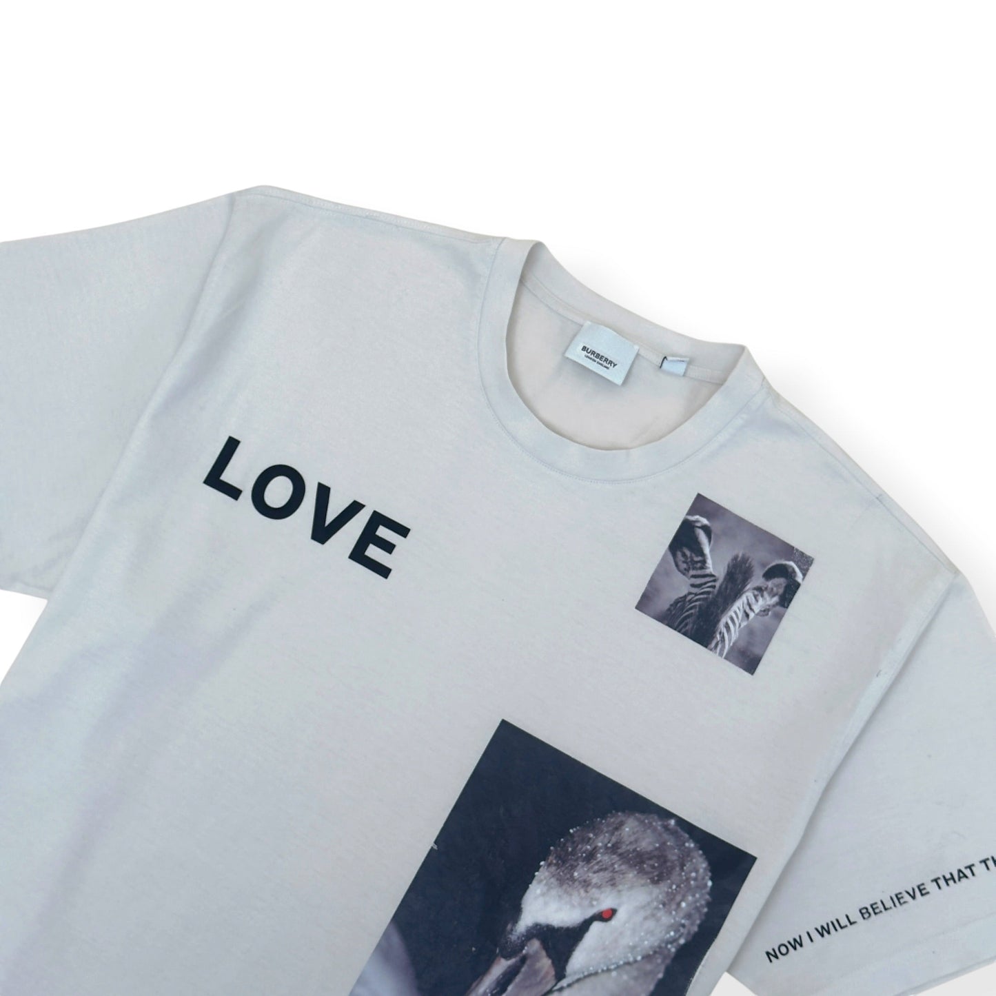 BURBERRY LOVE SWAN PRINT T-SHIRT STONE L | Large, Stone