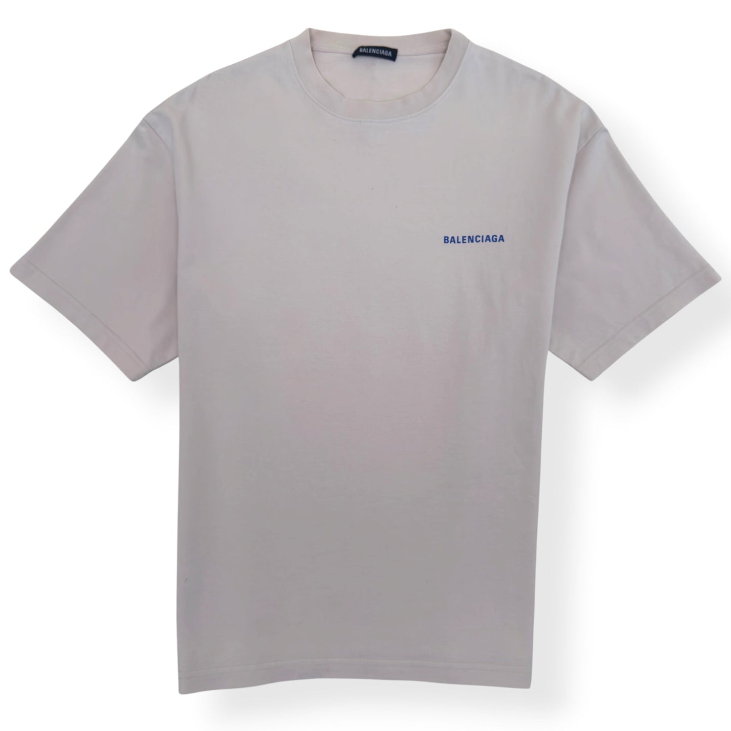 BALENCIAGA LOGO T-SHIRT ECRU / BLUE M | Medium, Blue