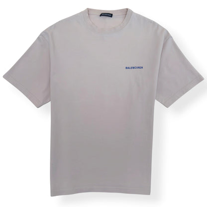 BALENCIAGA LOGO T-SHIRT ECRU / BLUE M | Medium, Blue