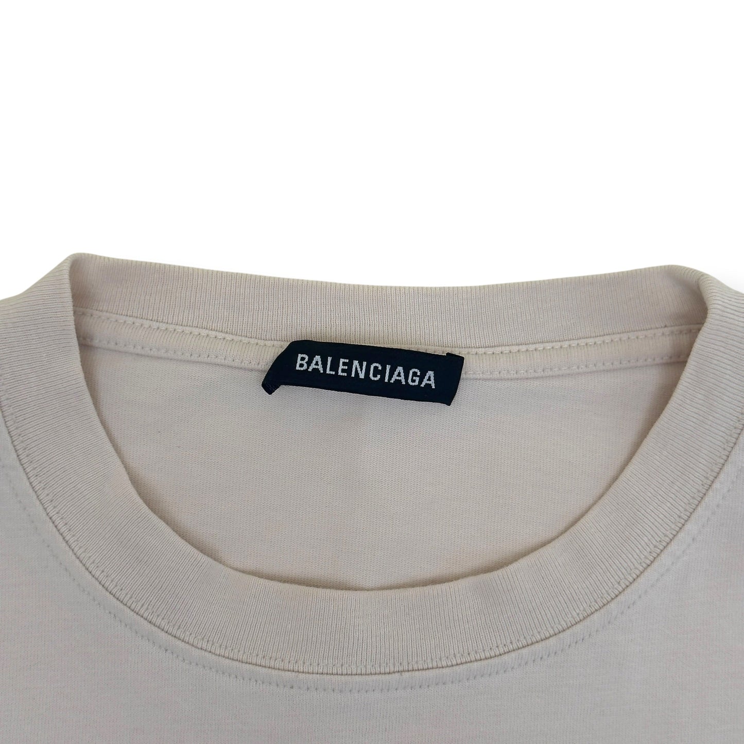 BALENCIAGA LOGO T-SHIRT ECRU / BLUE M | Medium, Blue