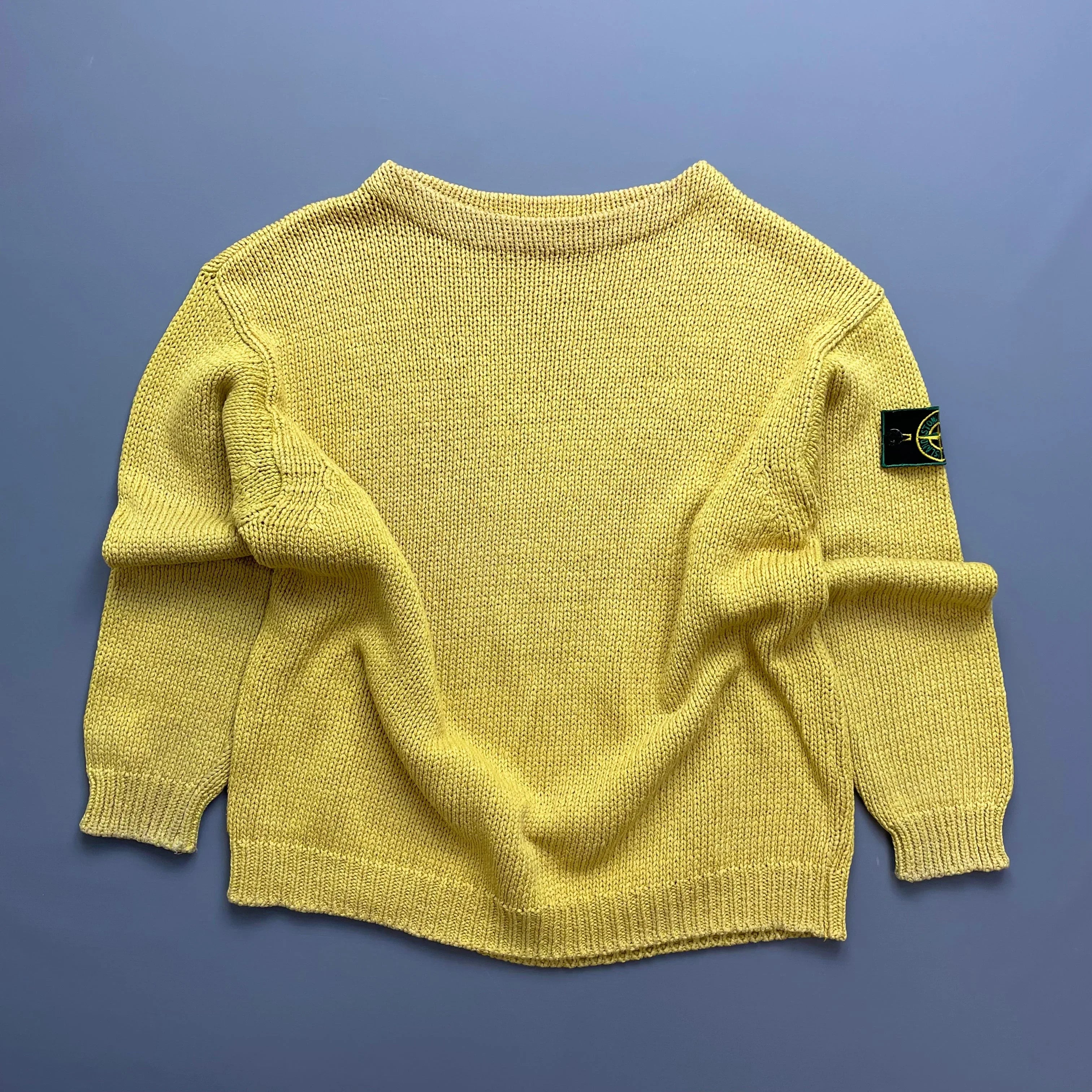 小物 80's Vintage stone  Green Eage Stone Island Yellow Midweight 80s Vintage Knit Jumper w
