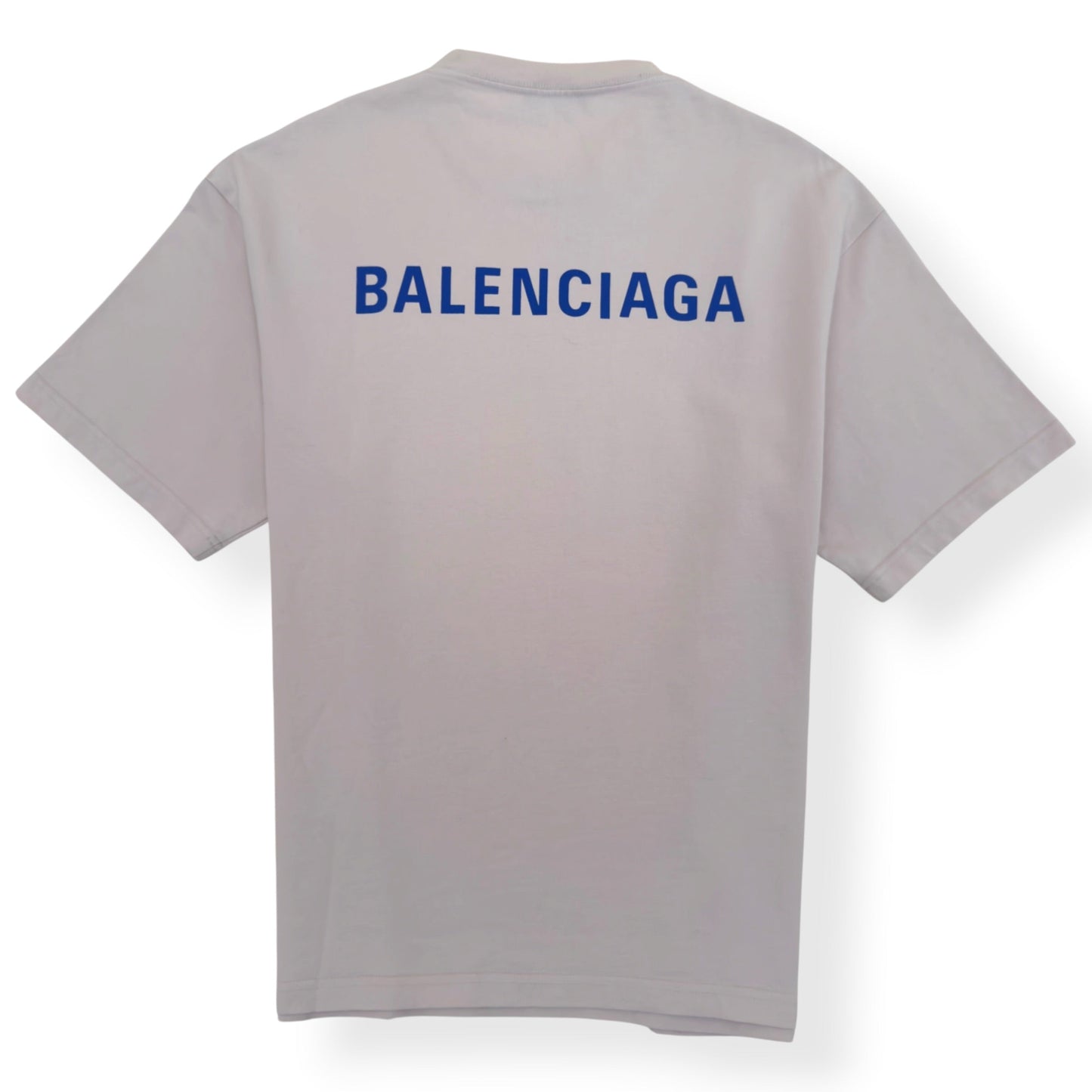 BALENCIAGA LOGO T-SHIRT ECRU / BLUE M | Medium, Blue