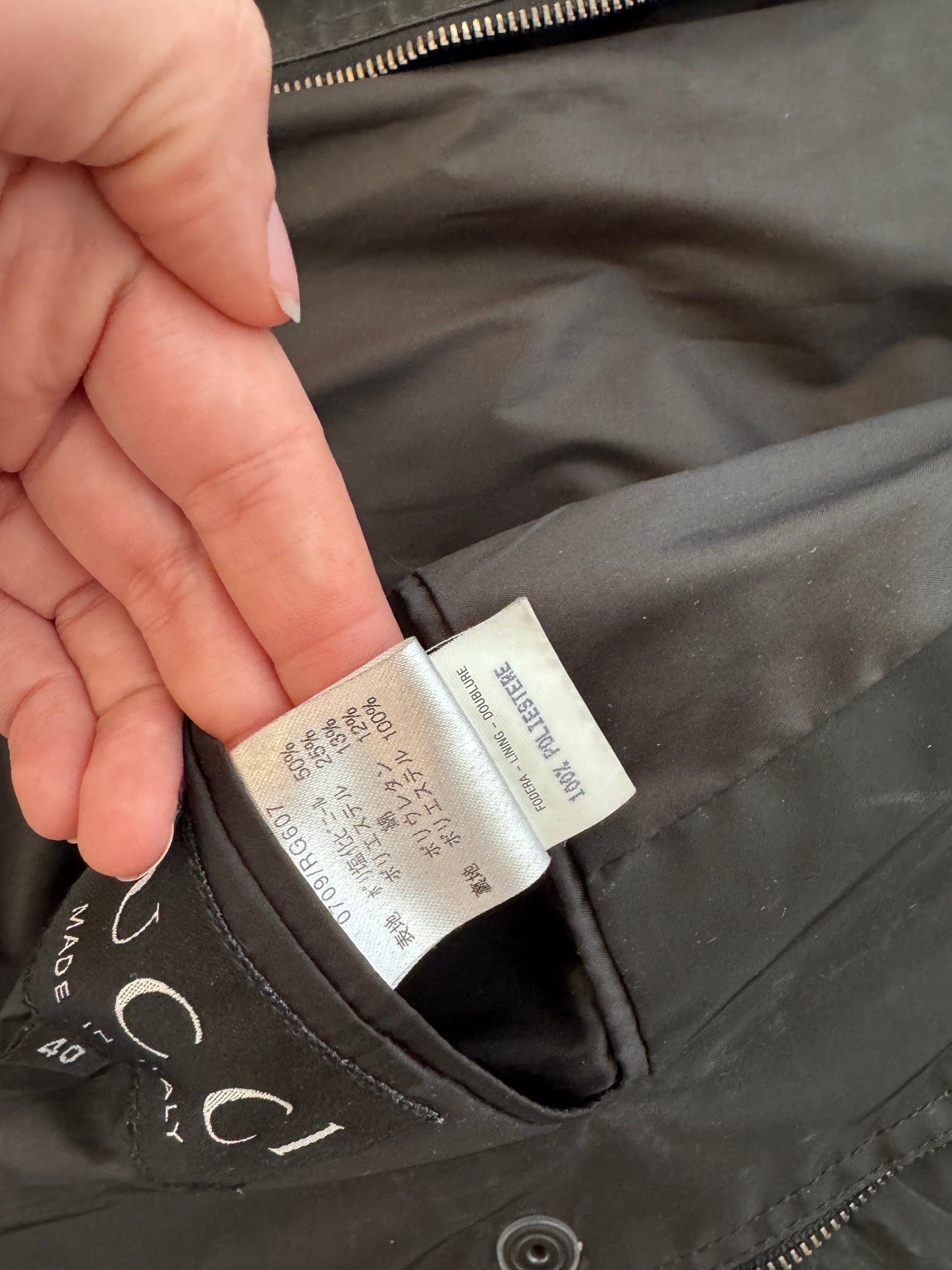 Gucci Black Waxed Poly Dual Zip Trench Coat (SOLD AS SEEN)