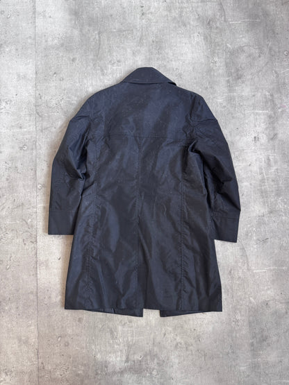 Gucci Black Waxed Poly Dual Zip Trench Coat (SOLD AS SEEN)