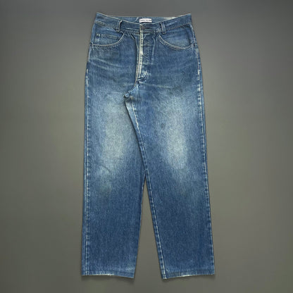 Stone Island Blue 80s Slim-Fit Green Edge Badge Denim Jeans | Small, Multicoloured
