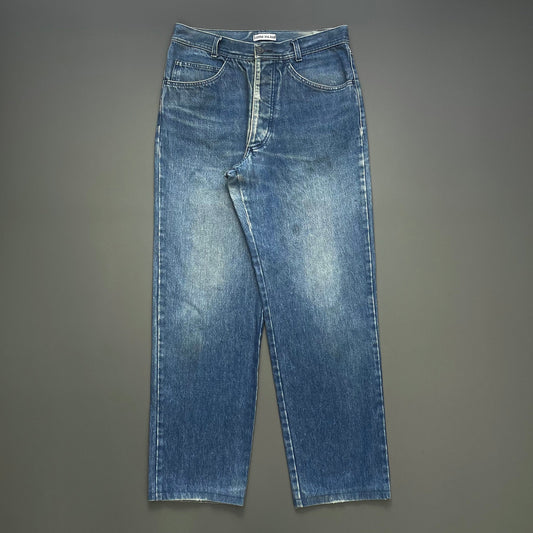 Stone Island Blue 80s Slim-Fit Green Edge Badge Denim Jeans | Small, Multicoloured