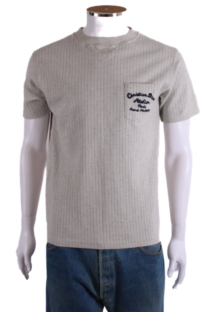 Dior Embroidered Stripe T-shirt Light Grey/ Navy M | Medium, Multicoloured