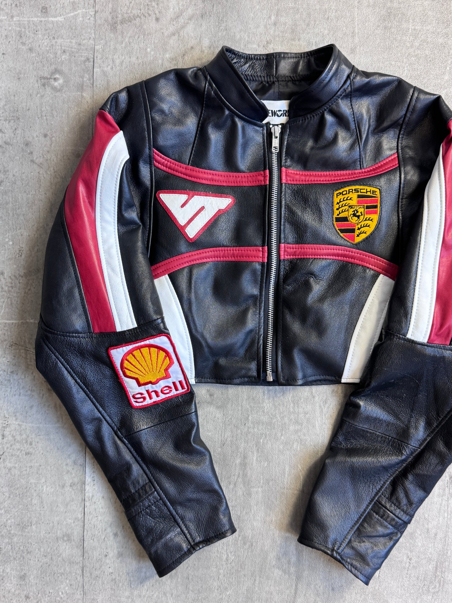 VT Rework : Porsche Cropped Rework Leather Jacket SC:5782