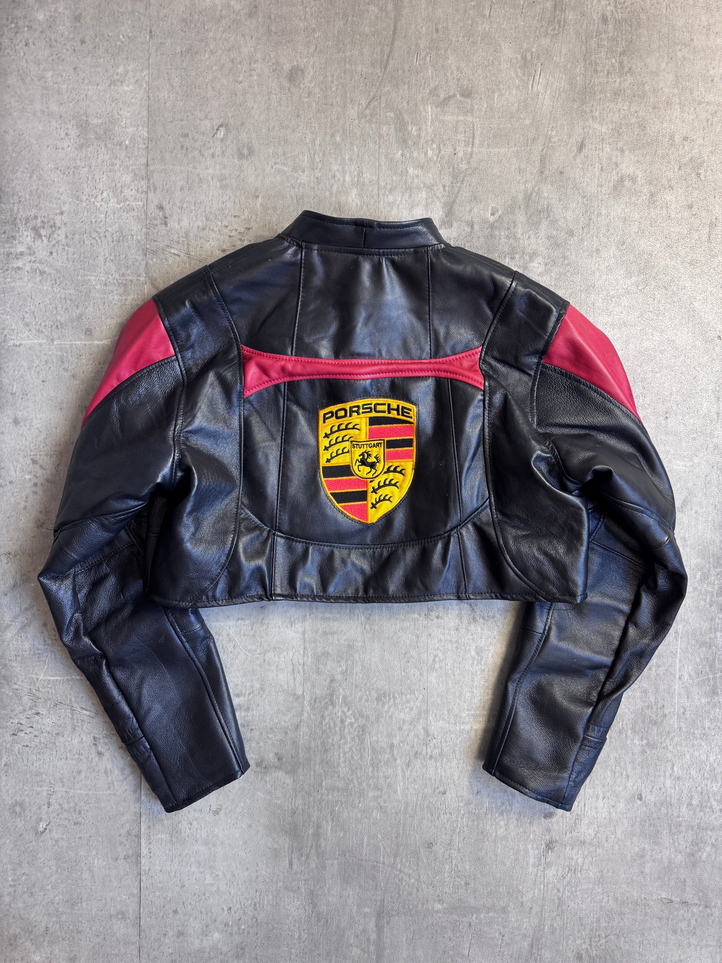 VT Rework : Porsche Cropped Rework Leather Jacket SC:5782