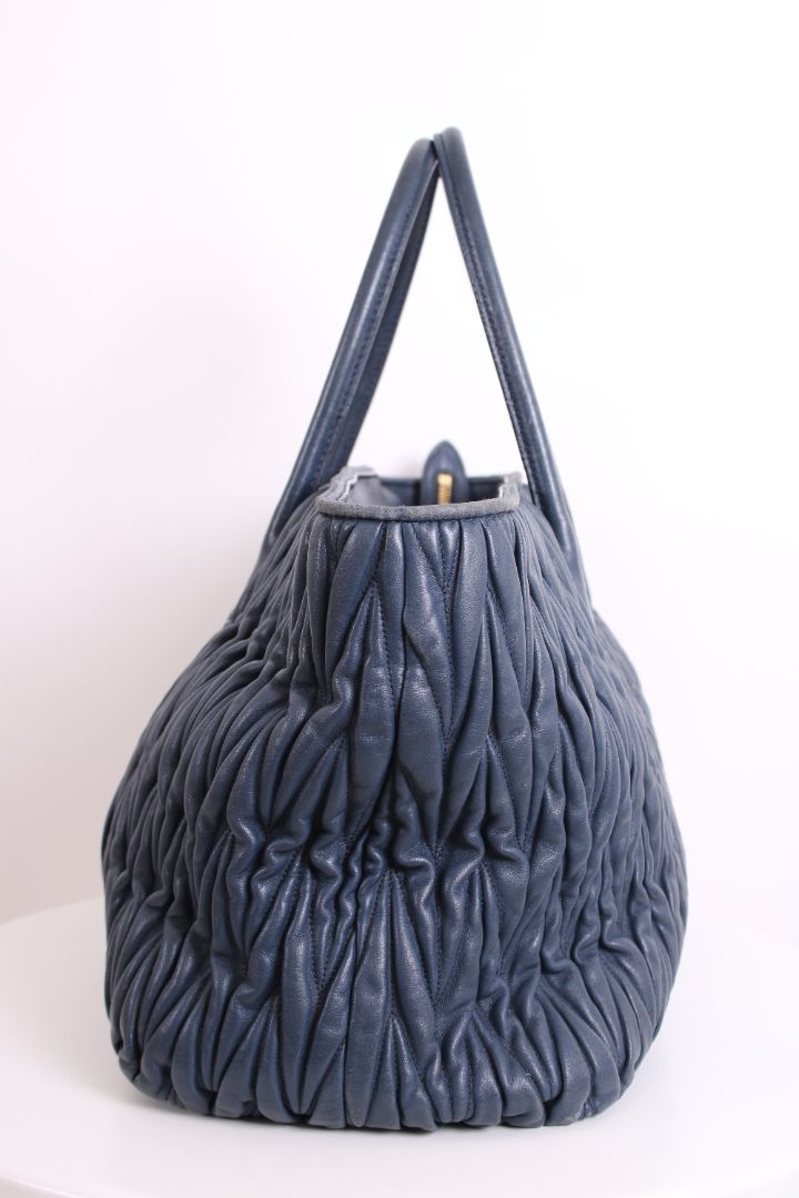 Miu Miu Matalasse Leather Tote Bag Navy | O/S, Navy