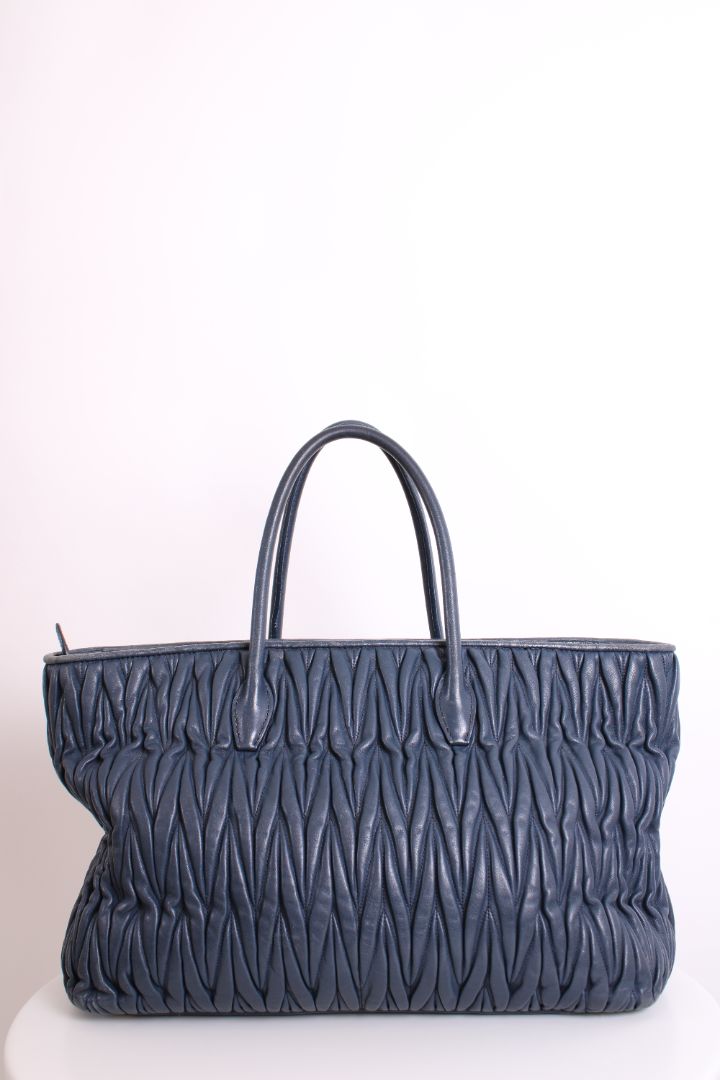 Miu Miu Matalasse Leather Tote Bag Navy | O/S, Navy