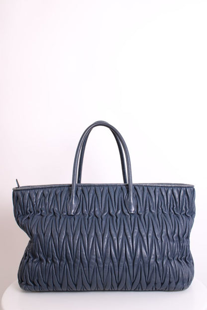 Miu Miu Matalasse Leather Tote Bag Navy | O/S, Navy