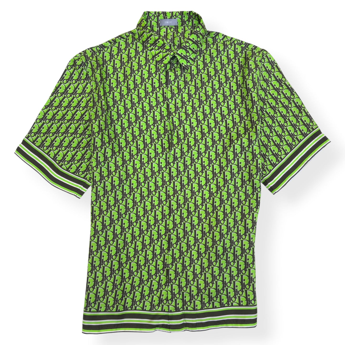 DIOR OBLIQUE SILK SHIRT GREEN 41 / L | Large, Green