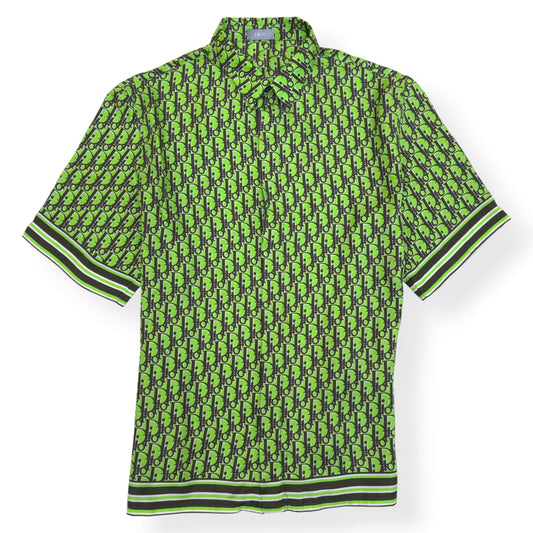 DIOR OBLIQUE SILK SHIRT GREEN 41 / L | Large, Green