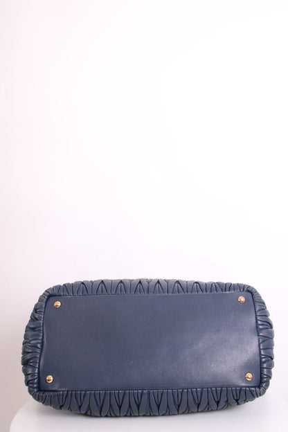 Miu Miu Matalasse Leather Tote Bag Navy | O/S, Navy
