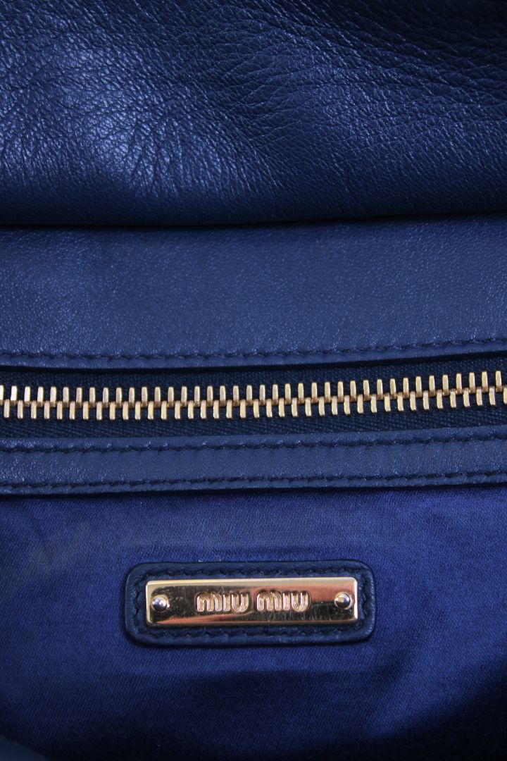 Miu Miu Matalasse Leather Tote Bag Navy | O/S, Navy