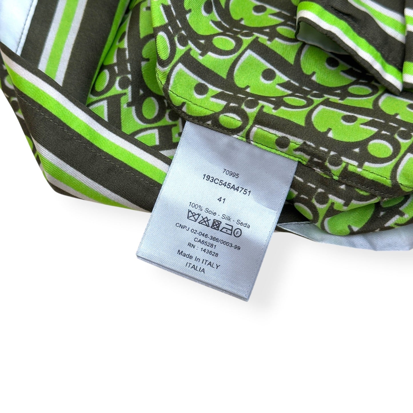 DIOR OBLIQUE SILK SHIRT GREEN 41 / L | Large, Green