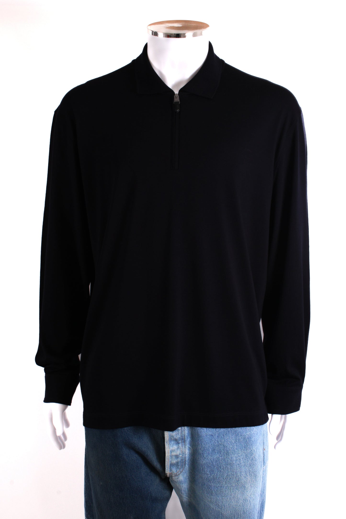 Canali L/S 3/4 Zip Polo Top Navy 3XL | XXXL, Navy